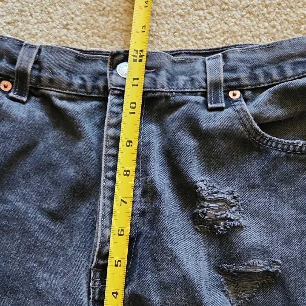 Furst of a Kind Reworked Levi's Dark Denim Distressed Shorts Mesh Sides Sz M